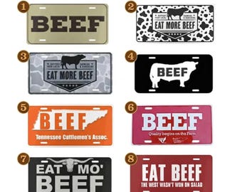 Eat More Beef License Plate, Funny Cow Farm Car Tag, 12x6 Aluminum Vanity Plate, Rancher Truck Decor, Country Gift