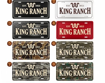 Tablica rejestracyjna w stylu King Ranch Camo 12x6 z aluminium, Western Truck Tag, dekoracja farmy rancza, rustykalny kowboj, polowanie, samochód, prezent, USA