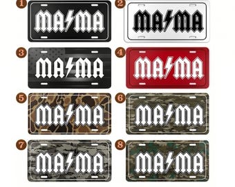 Tablica rejestracyjna mamy z przodu samochodu, błyskawica, odważny prezent dla mamy, fajny dodatek samochodowy, tablica rejestracyjna w stylu rockowym, sztuka, aluminium 12x6