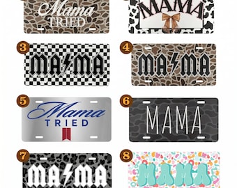 Zestaw tablic rejestracyjnych Mama z nadrukiem w kratkę w panterkę, aluminiowe tablice rejestracyjne, ozdobne przednie, 12x6, prezent dla mamy