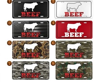 Tablica rejestracyjna z bykiem wołowym, aluminiowa, 12x6, dekoracyjna, dekoracja samochodu ciężarowego w stylu western ranch, rustykalny prezent dla bydła z farmy, wystrój domu w USA