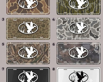 Tablica rejestracyjna z kamuflażem do polowania na kaczki, aluminiowa zawieszka samochodowa 12x6, uchwyt na przednią tablicę samochodową, prezent dla mężczyzny na ptactwo wodne