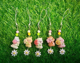 Llavero Kawaii con forma de flor y animal – Adorable accesorio de personaje