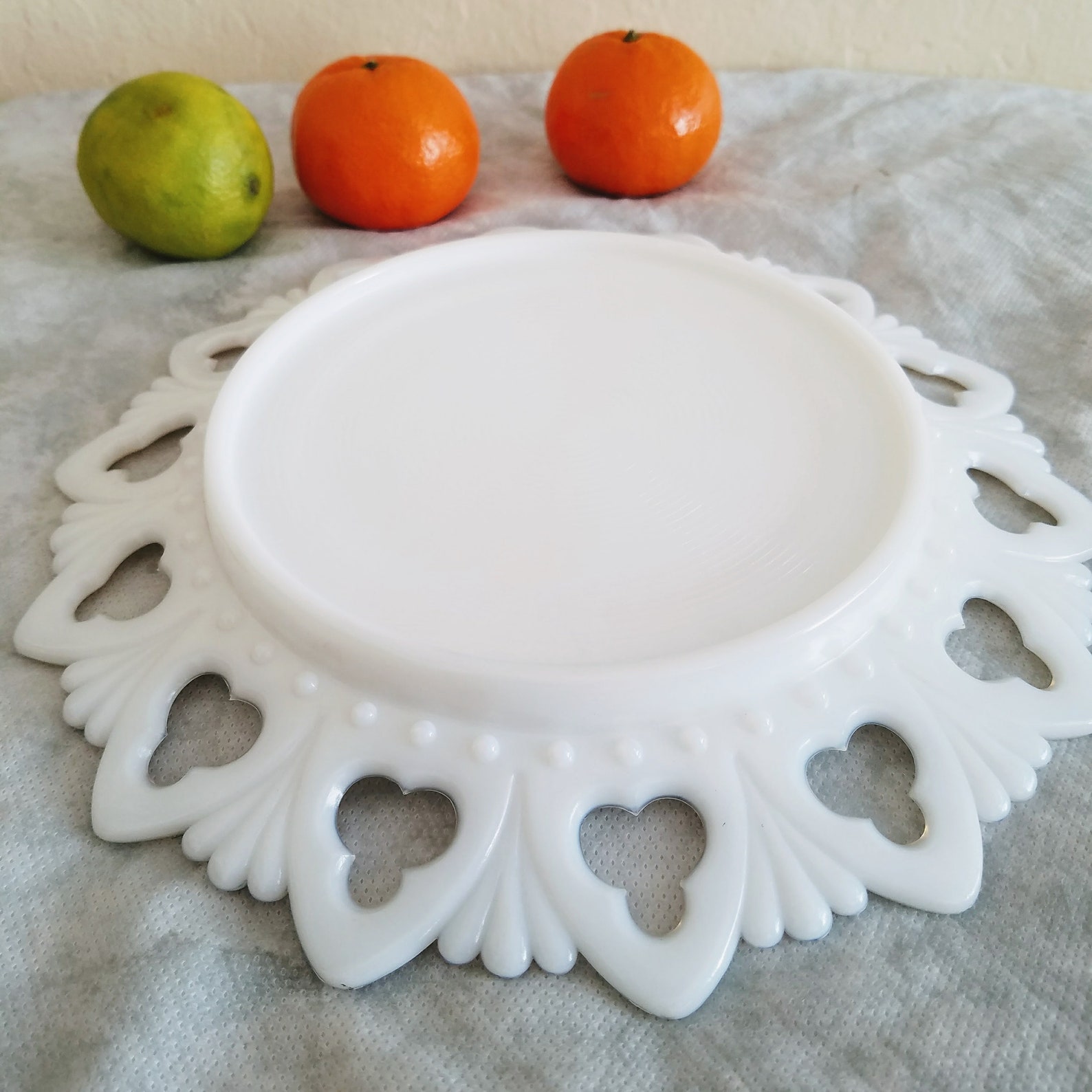 Vintage Milk Glass Plate White Milk Glass Plate Hand Painted Etsy