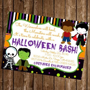 Halloween Bash Party Costume Kid Invitation Download 5 x 7