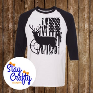 American Flag Deer Antler Hunting SVG Logo Download