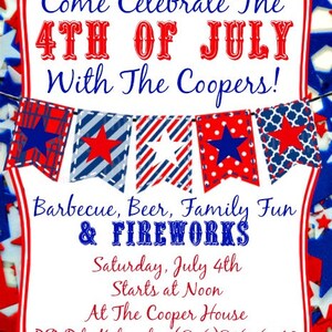 Fourth of July Party Invitation Download 4th of July Barbecue Beer Fireworks Family Fun image 2