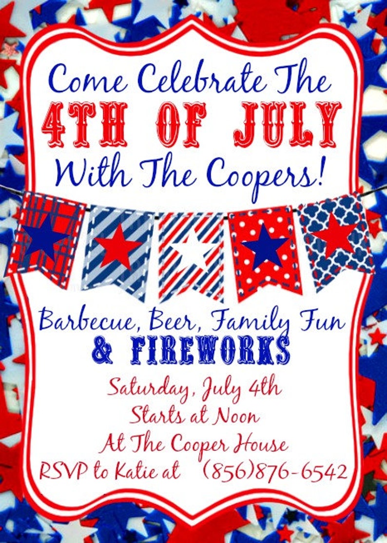 Fourth of July Party Invitation Download 4th of July Barbecue Beer Fireworks Family Fun image 2