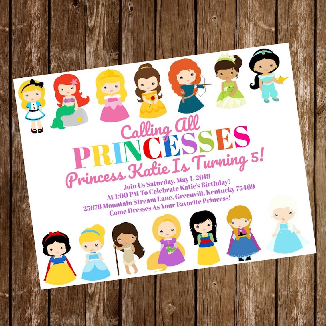 Disney Princess Birthday Party Invitation Download Disney - Etsy
