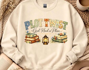 Christian Sweatshirt, God Had a Plan Crewneck, Cottagecore Book Lover Pullover