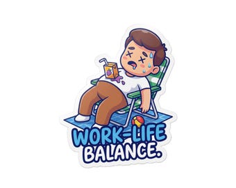 Work-Life Balance Sticker, Funny Passed Out Weekend Decal, Sarcastic Office Humor, Burnout Recovery Gift, Laptop Water Bottle Sticker