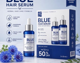 Sérum capilar azul 2x33ml – Fórmula herbal para el cuidado del cabello, apta para todo tipo de cabello.