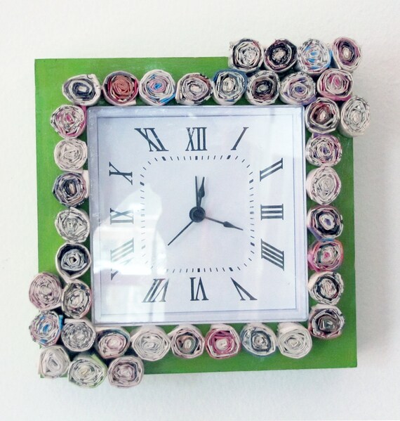 Items similar to Recycled paper Clock on Etsy