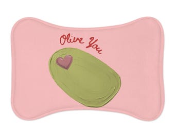 Olive You avocado heart Pet Feeding Mat | dog cat bowl placemat