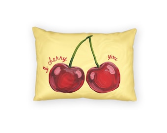 I Cherry You pillow sham | cherries illustration, cotton pillow sham