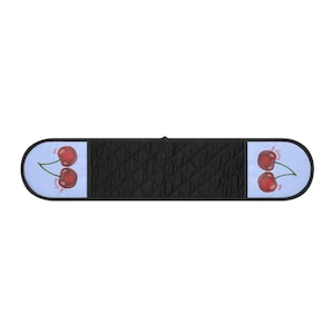 Cherry Illustration Oven Mitts | Double Handle Pot Holder, Retro Fruit Kitchen