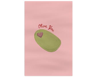 Strofinaccio in microfibra con illustrazione di Olive You | Decorazione da cucina a forma di cuore con avocado