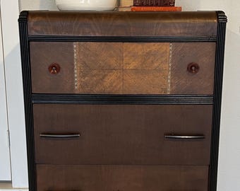 Webb Furniture Co Art Deco Waterfall Edge Chest of Drawers