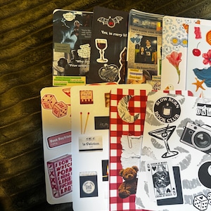May include: A collection of decorative bookmarks with various designs. Some feature text like "Why don't", "Book Boyfriend", and "I don't watch porn". Other designs include a wine glass, dice, a teddy bear, and a camera.