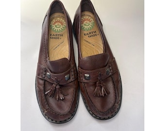 VINTAGE Earth Shoe Heather Women's Brown Leather Tassel Loafers Size 7.5