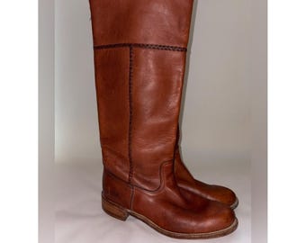 Botas de montar VINTAGE FRYE Campus de los años 80 con interior de cuero color canela, estilo 6552, talla 10