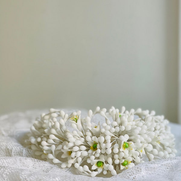 White Wax Flower Wedding Tiara, Ivory White Wedding Crown, White Ivory Wedding Headpiece, Ivory White Flower Crown, Made with Azahares