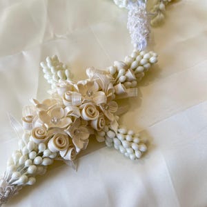 Lazo de Boda - Azahares Naturales y Flores de Porcelana - lazo de boda - laso de boda