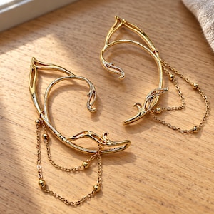 Elf Ear Cuffs, Gold or Silver Tone, No Piercing Ear Wraps (Cosplay, Renaissance Faire)