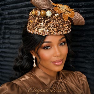 Brown Wool Felt Wide Brim Fascinator Hat Black Sinamay Bow Veil Kentucky Derby Elegant Wide Brim Church Hat with Bow for Kentucky Derby  main image 2