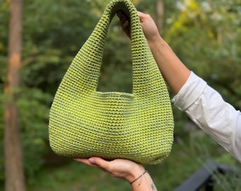 Die große Beuteltasche: zweifarbige oder einfarbige Häkeltasche