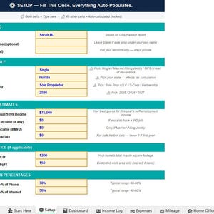 1099 Tax Spreadsheet Excel | Self Employed Tax Tracker | Freelancer Income & Expense Calculator | Digital Download image 5
