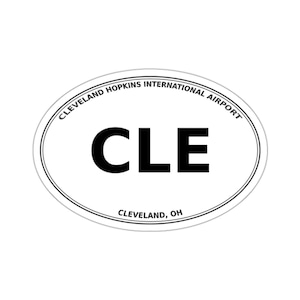 Cleveland Hopkins International Airport (CLE) - Cleveland, OH - Airport Code Oval Die-Cut Sticker/Luggage/Automobile Decal