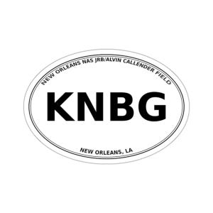 Base aerea navale di New Orleans JRB/Alvin Callender Field (KNBG) - New Orleans, Louisiana - Adesivo ovale fustellato con codice aeroportuale/Decalcomania per bagagli/auto