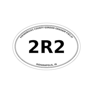 Hendricks County Airport/Gordon Graham Field (2R2) - Indianapolis, Indiania - Ovale gestanste sticker luchthavencode