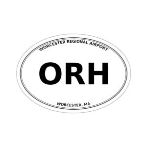Worcester Regional Airport (ORH) - Worcester, MA - Airport Code Oval Die-Cut Sticker/Luggage/Automobile Decal
