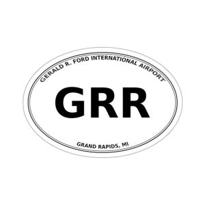 Gerald R. Ford International Airport (GRR) - Grand Rapids, MI - Luchthavencode ovale gestanste sticker/bagage-/autosticker