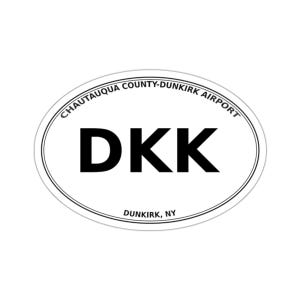 Chautauqua County-Dunkirk Airport (DKK) - Dunkirk, NY - Airport Code Oval Die-Cut Sticker/Luggage/Automobile Decal