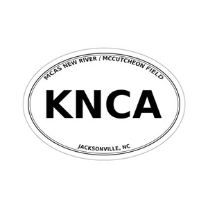 Adesivo ovale fustellato con codice aeroportuale MCAS New River / McCutcheon Field (KNCA) - Jacksonville, NC