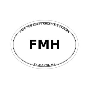Cape Cod Coast Guard Air Station (FMH) - Falmouth, MA - Airport Code Oval Die-Cut Sticker/Luggage/Automobile Decal