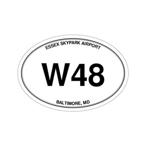 Essex Skypark Airport (W48) - Baltimore, MD - Airport Code Oval Die-Cut Sticker/Luggage/Automobile Decal