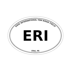 Aeroporto Internazionale di Erie Tom Ridge Field (ERI) - Erie, PA - Adesivo ovale fustellato con codice aeroportuale/Decalcomania per bagagli/auto