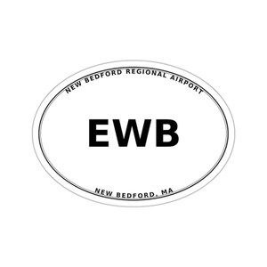 Flughafen New Bedford (EWB) – New Bedford, MA – Ovaler Aufkleber mit Flughafencode/Gepäck-/Autoaufkleber