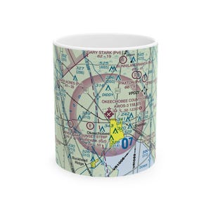 Okeechobee County (Florida) Airport (OBE/KOBE) - FAA Sectional Chart - Ceramic Coffee Mug - 2 Sizes: 11oz. & 15oz.