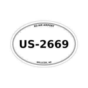 Ag-Air Airport (US-2669) - Willcox, AZ - Airport Oval Die-Cut Sticker/Luggage/Automobile Decal