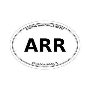 Aurora Municipal Airport (ARR) - Chicago/Aurora Illinois - Airport Code Die-Cut Oval Sticker