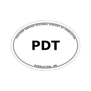 Eastern Oregon Regional Airport at Pendleton (PDT) - Pendleton, OR - Airport Code Oval Die-Cut Sticker/Luggage/Automobile Decal