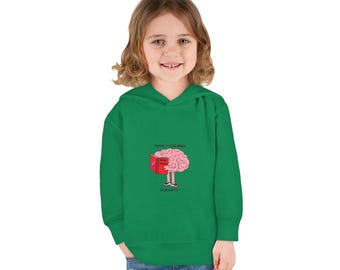 Sudadera infantil con capucha estampada "Protege tu cerebro" / Ilustración de un libro sobre el cerebro y la lectura