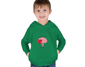 Protect Your Brain graphic Toddler Hoodie | brain reading book illustration