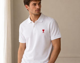 AMI Style Poloshirt mit Herzlogo | Premium-Baumwolle | Unisex | Kurzarm | Verschiedene Farben