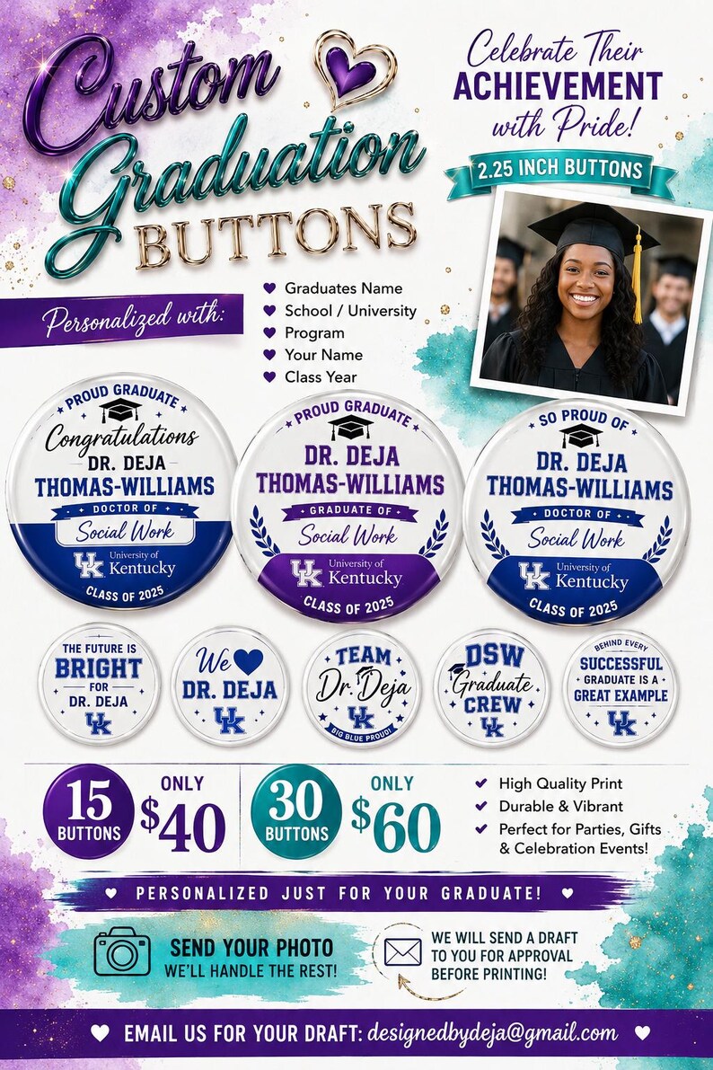 Customized Graduation Buttons - Etsy